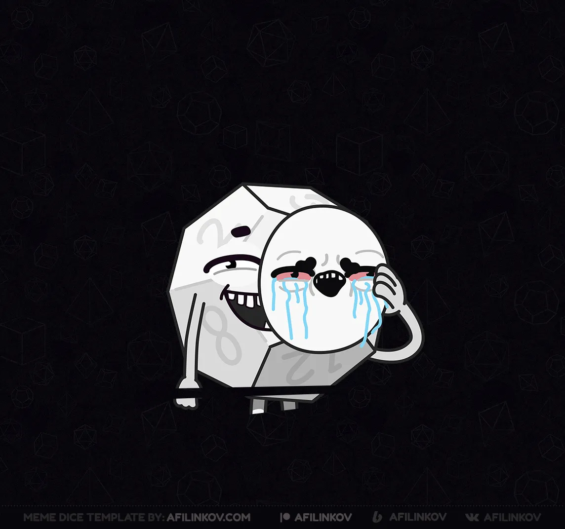 d12, trollface, mask, pretending, crying, fake joy, hiding sadness, ironic sadness, dnd meme
