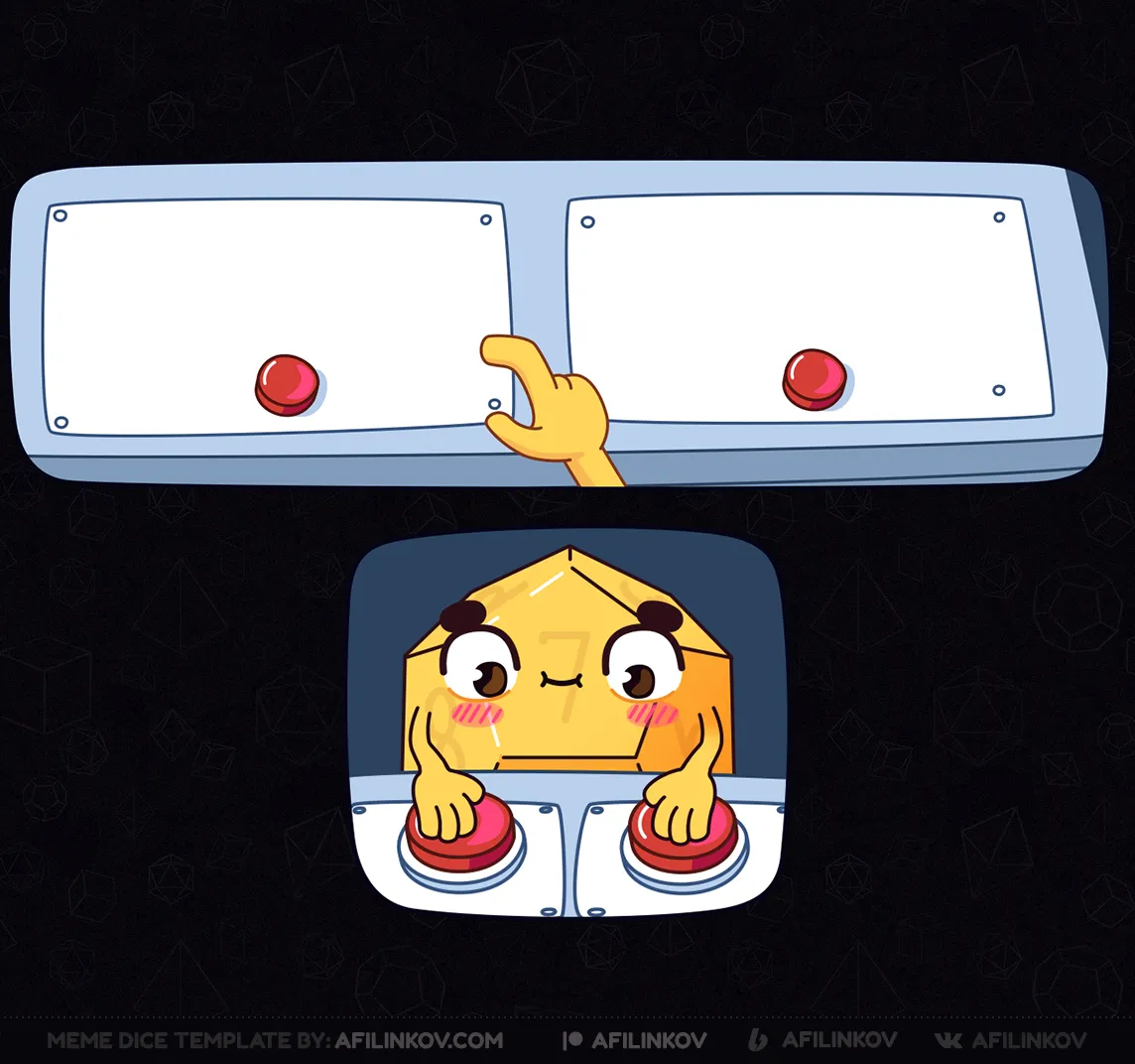 d12, choice, 2 buttons, decision, tough choice, dilemma, panic, dnd meme