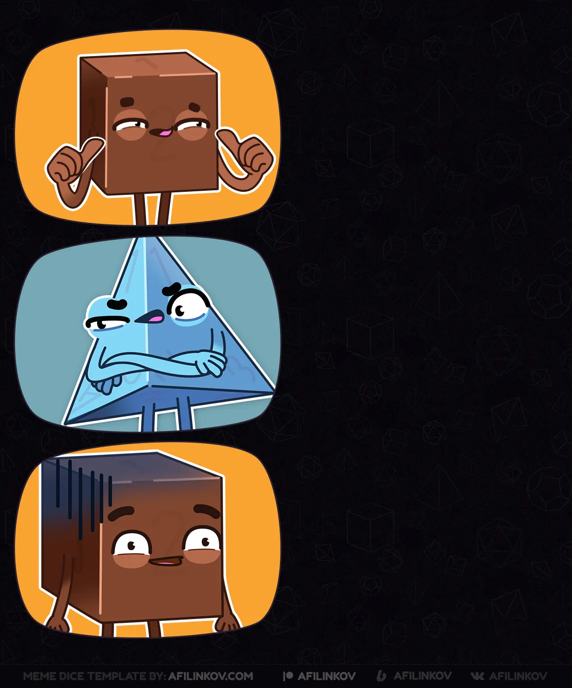 d6, d4, confident, doubt, embarrassed, surprise, hesitation, nervous, dnd meme